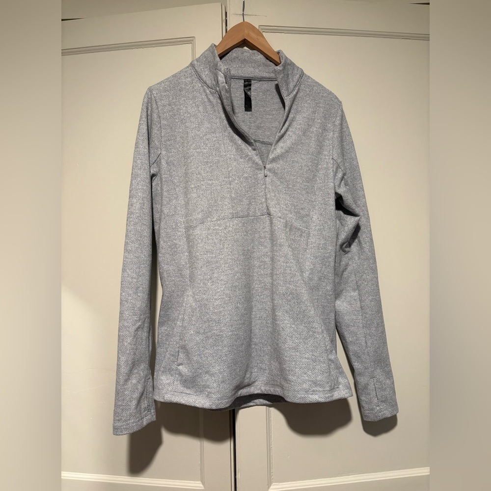 Kyodan Soft Grey Patterned Quarter Zip Pullover - Picture 1 of 4